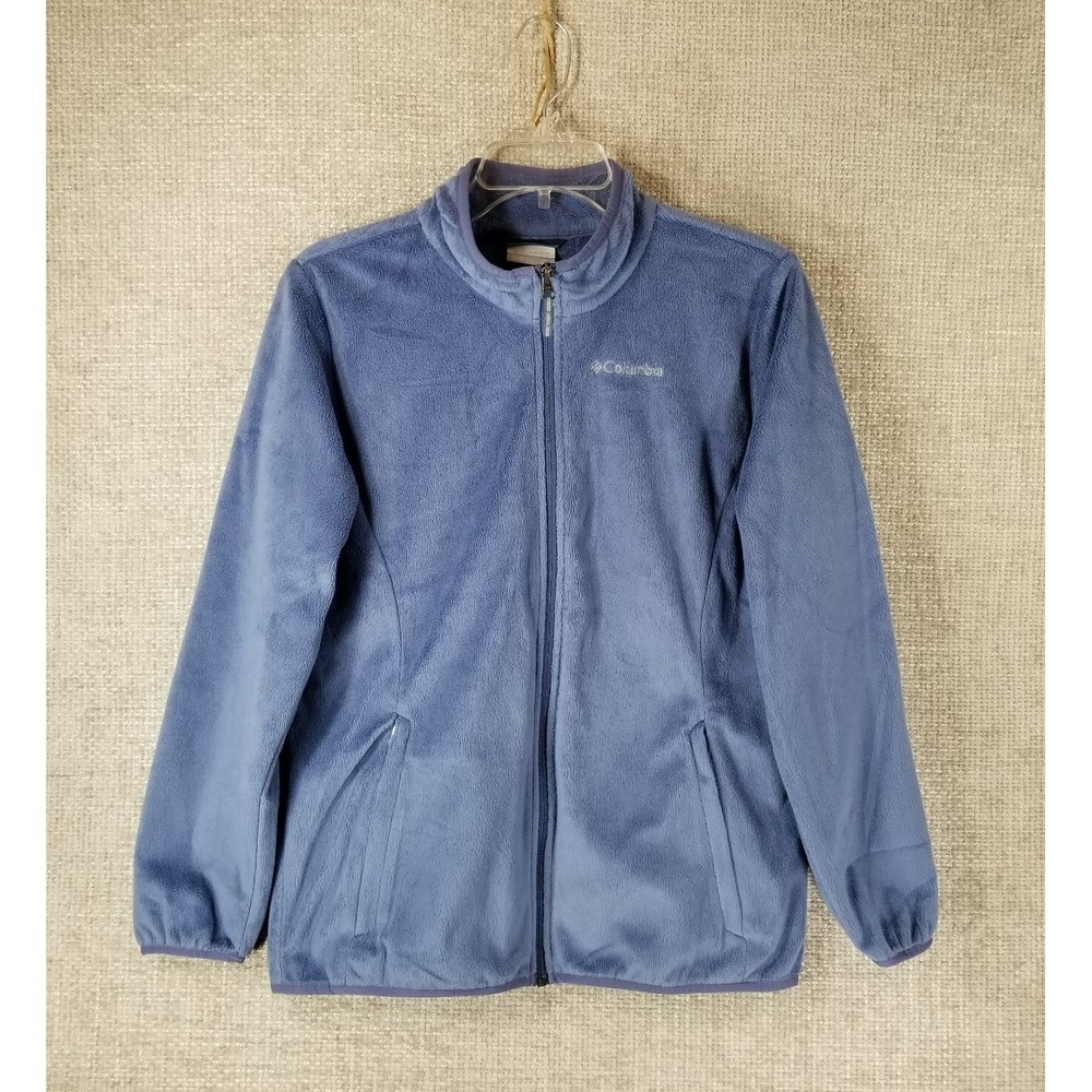 Columbia Faux Fur Jacket Girl's XL 18/20 Low Pile Full Zip Comfy Periwinkle Blue